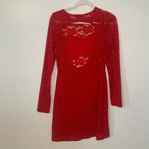 Red Lace Mini Dress - Picture 5 of 5